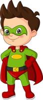 cartoon gelukkige superheld jongen poseren vector