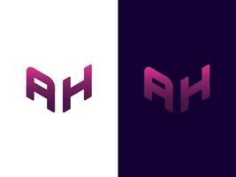 beginletter ah minimalistisch en modern 3D-logo-ontwerp vector