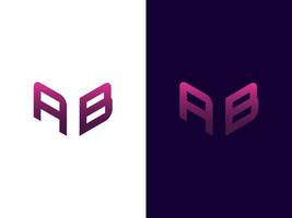 beginletter ab minimalistisch modern 3d logo-ontwerp vector