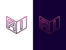 beginletter ai minimalistisch en modern 3D-logo-ontwerp vector