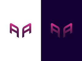 beginletter aa minimalistisch modern 3d logo-ontwerp vector