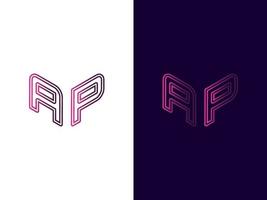 beginletter ap minimalistisch en modern 3D-logo-ontwerp vector