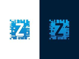 beginletter z en chipkaart vector logo ontwerp