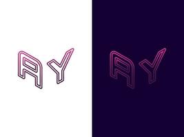 beginletter ay minimalistisch en modern 3D-logo-ontwerp vector