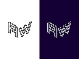 beginletter aw minimalistisch en modern 3D-logo-ontwerp vector