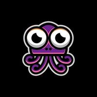 octopus op achtergrond zwart, cartoon vector logo ontwerp bewerkbaar