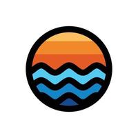vector logo ontwerp panoramische zee golf met lijn kunststijl