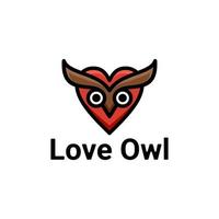 eenvoudig mascotte vector logo ontwerp van dubbele betekenis liefde en vogels uil