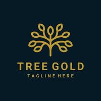 boom gouden pictogram met lijn kunststijl, logo ontwerp vector bewerkbare