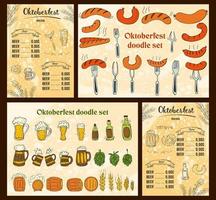 oktoberfest 2022 - bierfestival. handgetekende doodle elementen. Duitse traditionele vakantie. oktoberfest, ambachtelijk bier. blauw-witte ruit. set - biermenu met elementen. vector