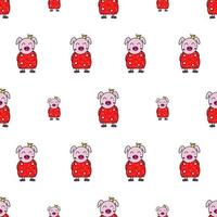 naadloze patroon grappig varken in een rode jurk. geschikt voor achtergronden, ansichtkaarten en inpakpapier. vector. vector