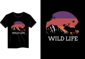 wild leven silhouet retro vintage t-shirt ontwerp vector