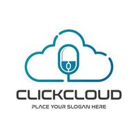 klik op cloud vector logo sjabloon. dit ontwerp gebruik muis symbool. geschikt voor techniek en hosting.