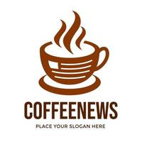 koffie nieuws vector logo sjabloon. dit ontwerp gebruik papieren symbool. geschikt voor zaken.