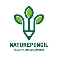 natuur potlood vector logo sjabloon. dit ontwerp gebruik verlaat symbool. geschikt voor onderwijs.