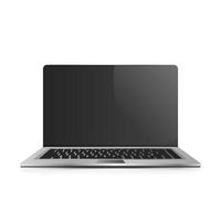realistische laptop 90 graden kantelen geïsoleerd op een witte achtergrond. computerlaptop met donker scherm. vector
