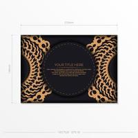 donker zwart goud briefkaart sjabloon met wit abstract ornament. elegante en klassieke elementen zijn geweldig om te decoreren. vectorillustratie. vector