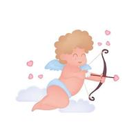 cupido's silhouet. klassieke cupidovector. Valentijnsdag kaart. schiet een boog. platte cartoonillustratie vector