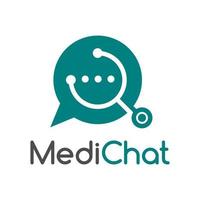 medische chat vector logo sjabloon. dit ontwerp gebruik stethoscoop symbool. geschikt voor gezondheidsadvieszaken.