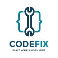 code fix vector logo sjabloon. dit ontwerp gebruik moersleutel symbool. geschikt voor reparatiebedrijf.
