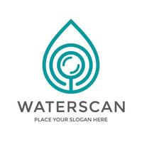 water scan vector logo template.this ontwerp gebruiken vergrootglas symbool. geschikt voor analyse.