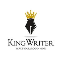 koning schrijver vector logo sjabloon. dit ontwerp gebruikt kroonsymbool. geschikt voor auteur.