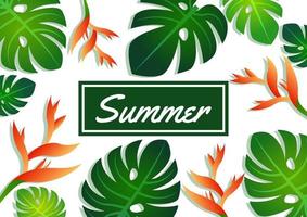 zomeruitverkoop aanbieding patroon banner philodendron bladeren, craw krab bloem en label, modern en modieus design vector