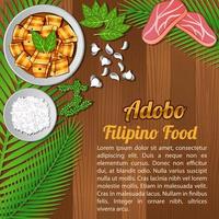 voedselingrediënten elementen instellen banner op houten achtergrond, filippijnen vector
