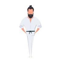 een man in een witte kimono. Kung Fu meester. geïsoleerd op een witte achtergrond. vector. vector