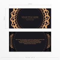 donker zwart goud briefkaart sjabloon met wit abstract ornament. elegante en klassieke elementen klaar voor print en typografie. vectorillustratie. vector