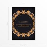 kant-en-klaar briefkaartontwerp met abstract vintage mandala-ornament. zwart-goud luxe kleuren. kan worden gebruikt als achtergrond en wallpaper. vector