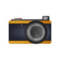 volumetrische vectorcamera. camera-icoontje met oranje en blauwe kleur. geïsoleerd. vector