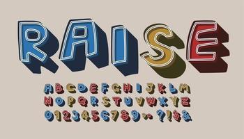 3D-cartoon komische lettertype alfabet. vector