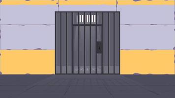 gevangeniscel. een gevangeniscel met een metalen rooster. gevangenis in cartoon-stijl. vector. vector