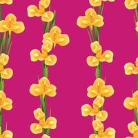 oranje irisbloem op roze achtergrond vector