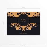 kant-en-klaar briefkaartontwerp met abstract vintage mandala-ornament. zwart-goud luxe kleuren. kan worden gebruikt als achtergrond en wallpaper. elegante en klassieke vectorelementen zijn geweldig voor decoratie. vector