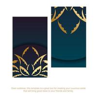 blauw gradiëntvisitekaartje met gouden mandalapatroon voor uw merk. vector