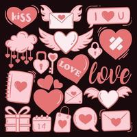 doodle Valentijnsdag element collectie gratis vector