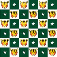 tijger ster groen wit schaakbord achtergrond vector