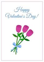 boeket van schattige roze bloemen rozen geïsoleerd. gelukkige Valentijnsdag wenskaart. platte vectorillustratie vector