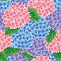 blauwe, roze en paarse hortensia bloem naadloze achtergrond. vector illustratie