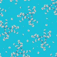 witte momo perzik bloem naadloos op indigo blauwe achtergrond vector