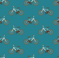 vintage bruine fiets naadloos op blauwe blauwgroen achtergrond vector