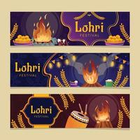 Lohri festival banner set vector