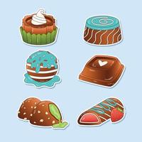 chocolade sticker set vector