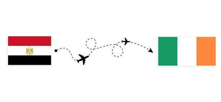 vlucht en reis van Egypte naar Ierland per reisconcept voor passagiersvliegtuigen vector