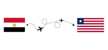 vlucht en reis van Egypte naar Liberia per reisconcept voor passagiersvliegtuigen vector