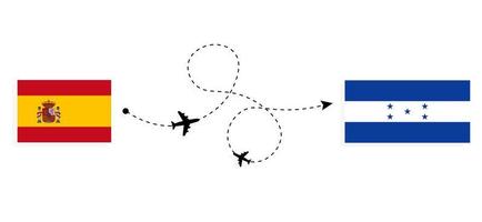 vlucht en reis van spanje naar honduras per reisconcept voor passagiersvliegtuigen vector