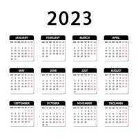 kalender 2023 jaar. de week begint maandag. jaarlijkse Russische kalender 2023 sjabloon vector