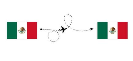 vlucht en reis van mexico naar mexico per passagiersvliegtuig reisconcept vector